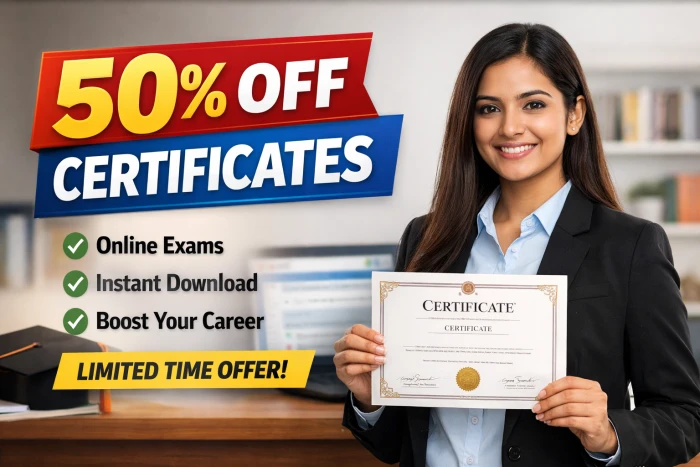 50% Off Certificate Fee April Offer Vailed Till June !!